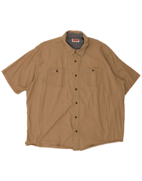 Camicia a maniche corte da uomo Wrangler 2XL in cotone beige