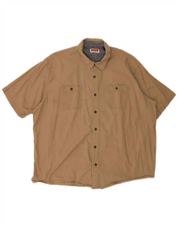 Camicia a maniche corte da uomo Wrangler 2XL in cotone beige