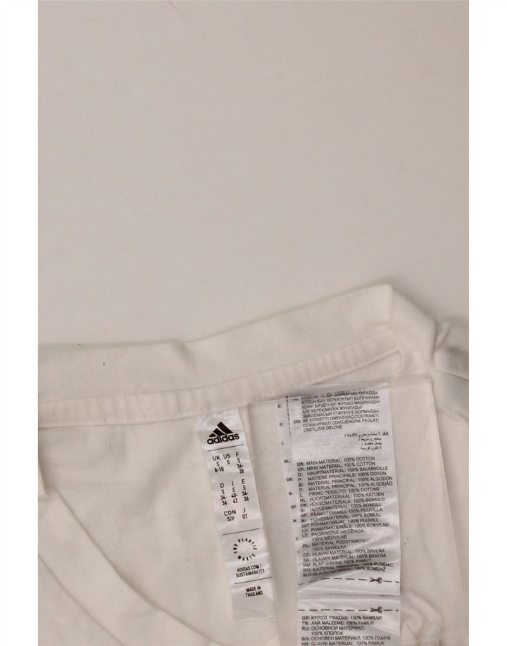 T-shirt da donna ADIDAS UK 8/10 piccola in cotone bianco