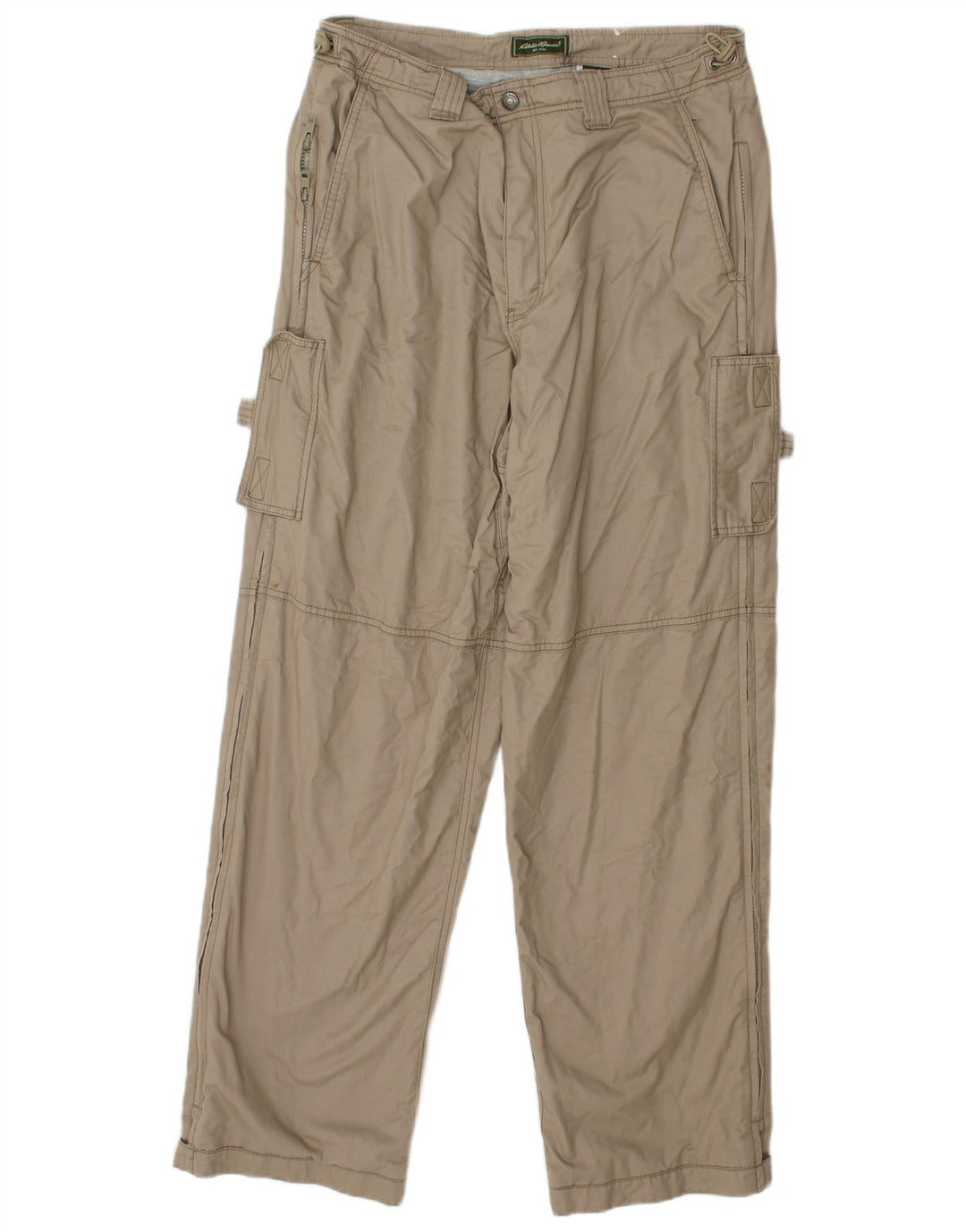 Pantaloni cargo dritti da uomo Eddie Bauer W33 L32 in cotone beige