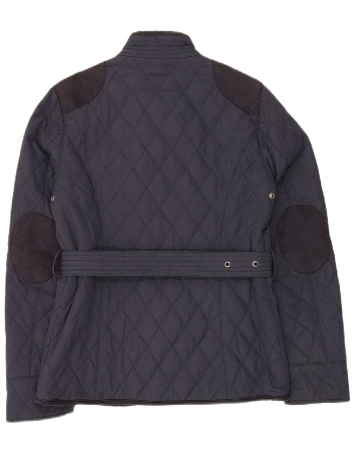 CREW CLOTHING Giacca trapuntata da donna su misura UK 8 piccola blu navy