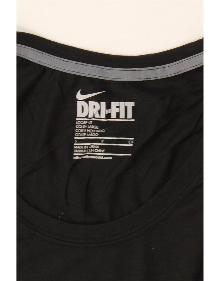 NIKE Womens Dri Fit Loose Fit Top Long Sleeve UK 10 Small Black Polyester Vintage Nike and Second-Hand Nike from Messina Hembry 