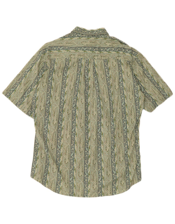 Camicia vintage da uomo a maniche corte taglia 39/40 verde medio con motivo cachemire