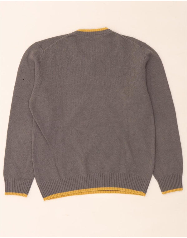 Maglione da uomo con scollo a V Sergio Tacchini, lana a righe grigie grandi