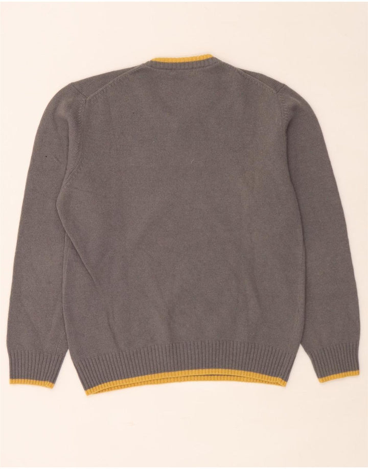 Maglione da uomo con scollo a V Sergio Tacchini, lana a righe grigie grandi