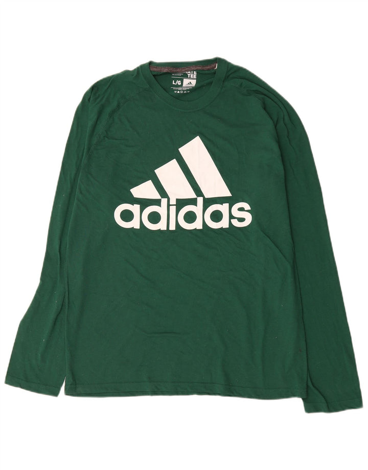 Adidas Uomo Climalite Graphic Top manica lunga grande cotone verde