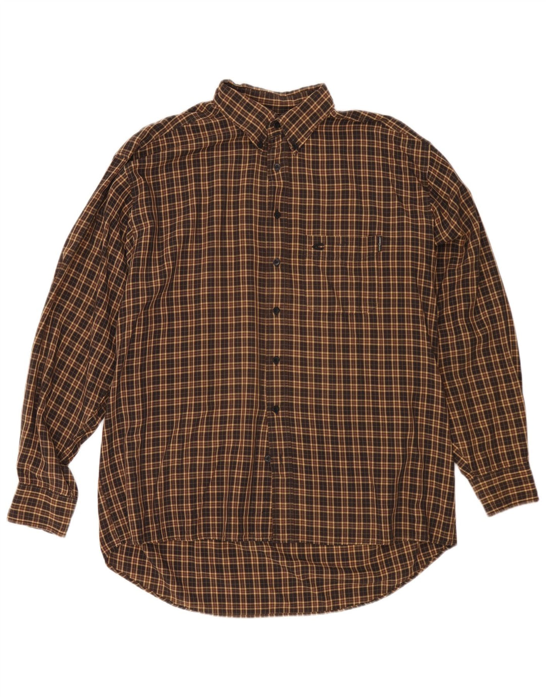 Camicia in flanella da uomo Camel Active, motivo a quadri marroni grandi