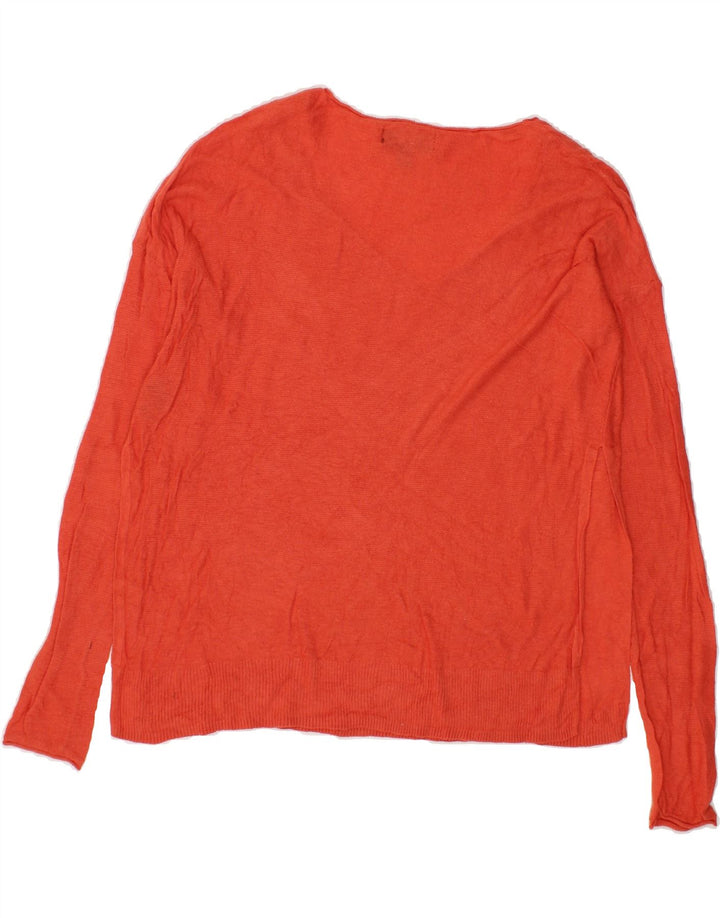 MOSSIMO Womens V-Neck Jumper Sweater UK 16 Large Orange Nylon Vintage Mossimo and Second-Hand Mossimo from Messina Hembry 