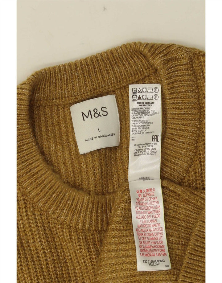Maglione maglione girocollo da uomo Marks & Spencer grande giallo in poliammide