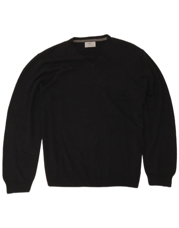 Maglione da uomo Marks & Spencer vestibilità regolare con scollo a V 2XL acrilico nero