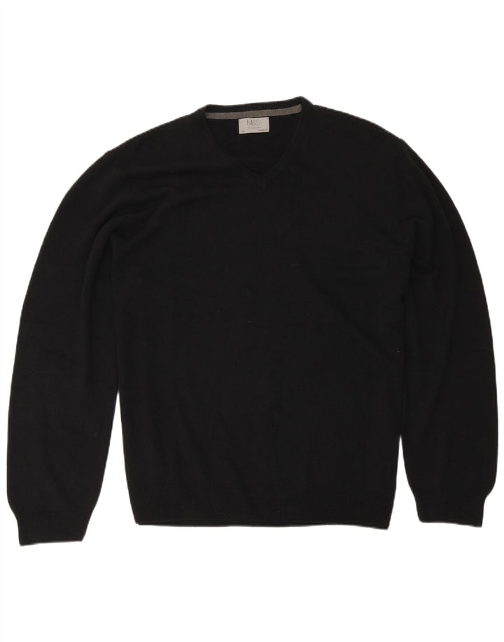 Maglione da uomo Marks & Spencer vestibilità regolare con scollo a V 2XL acrilico nero