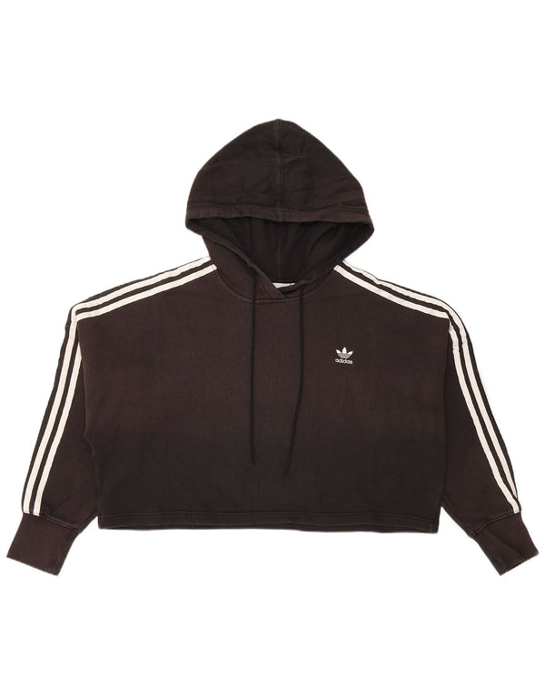 Maglione con cappuccio oversize corto da donna Adidas UK 10 piccolo cotone nero
