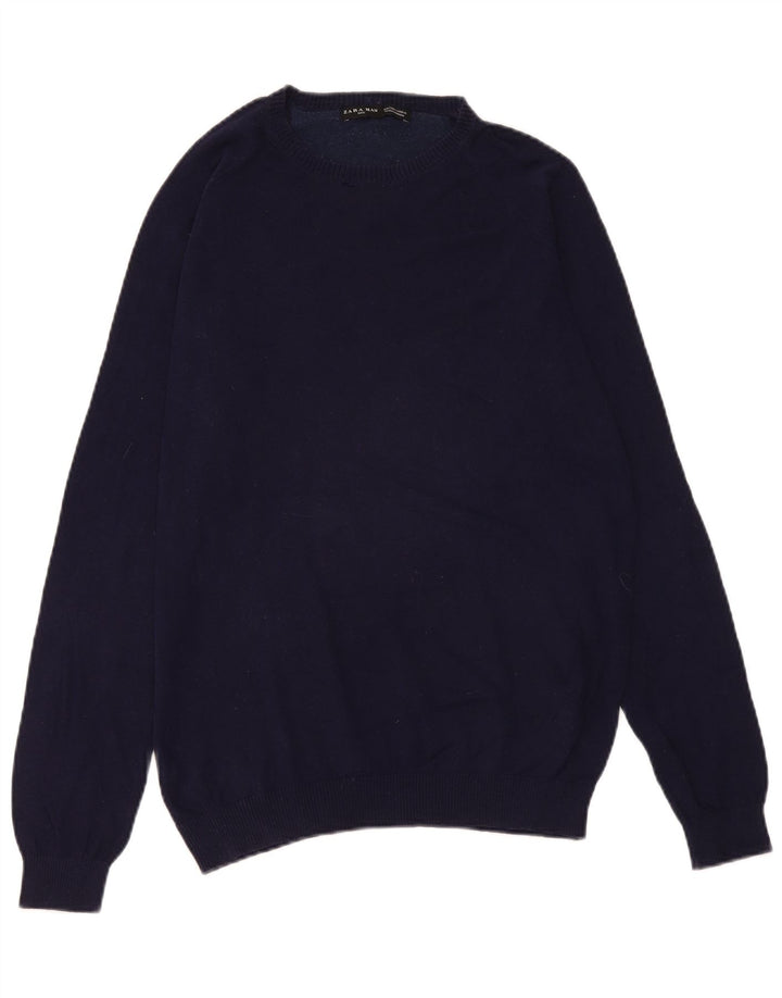 Maglione Zara da uomo con scollo a barca grande blu navy