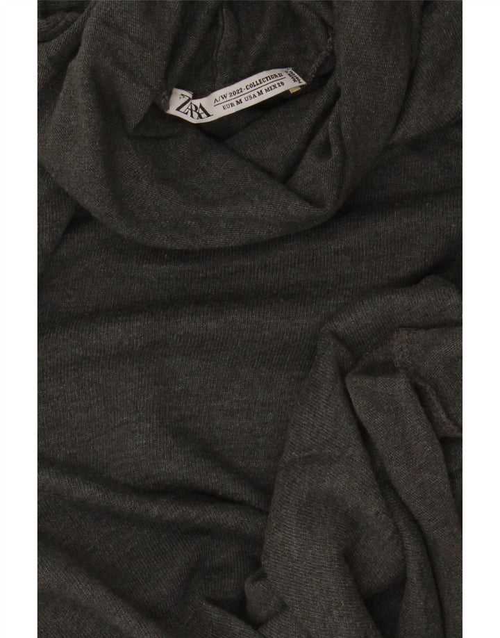 Top Zara da donna a collo alto a maniche lunghe UK 12 Grigio medio