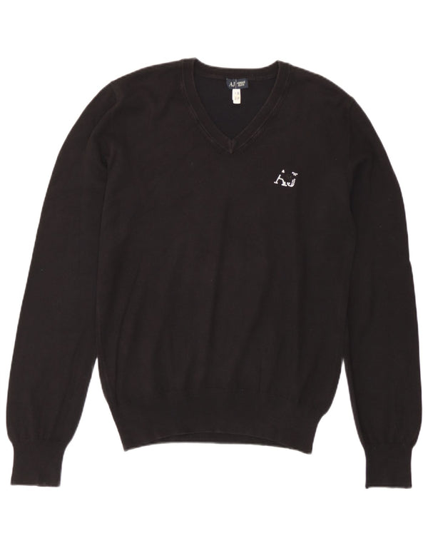 Maglione maglione con scollo a V da donna Armani Jeans EU 46 XL Nero