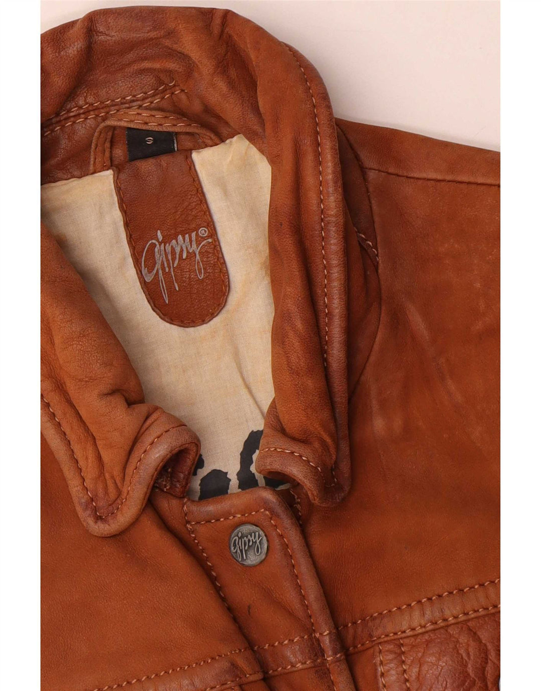 Giacca in pelle da donna Gypsy UK 10 piccola marrone