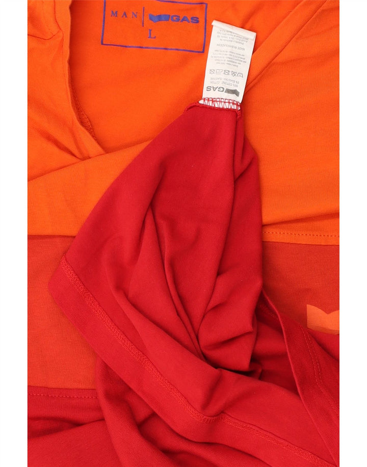T-shirt da uomo Gas Top grande in cotone color block rosso
