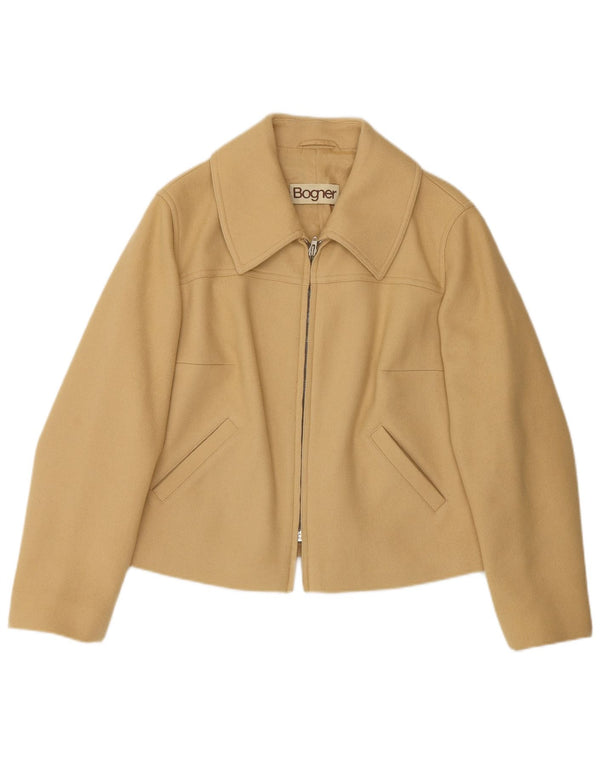 Giacca blazer da donna con zip intera Bogner UK 16 grande lana beige