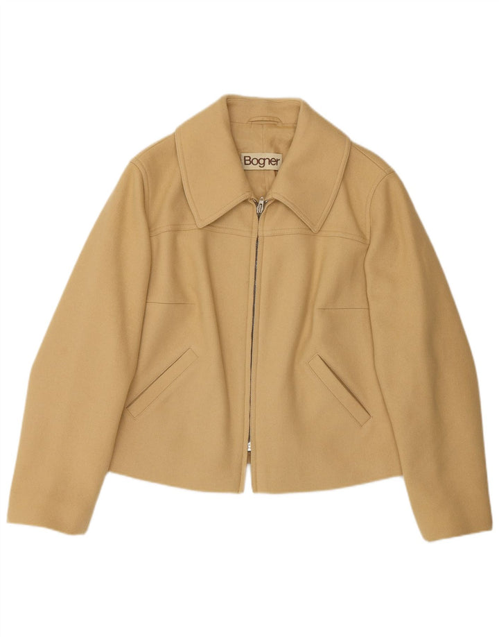 Giacca blazer da donna con zip intera Bogner UK 16 grande lana beige