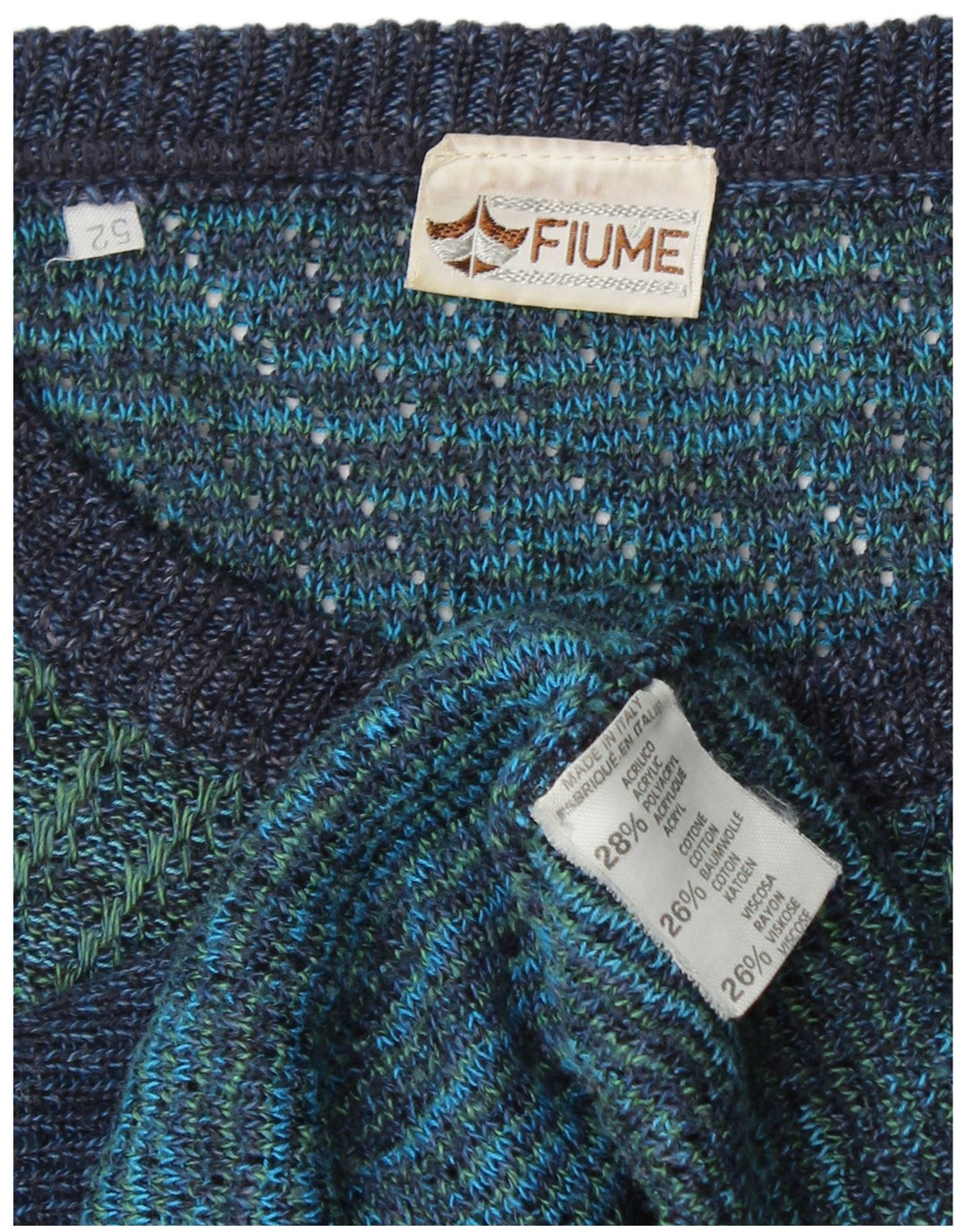 Maglione maglione girocollo da uomo FIUME IT 52 Acrilico a righe grandi blu