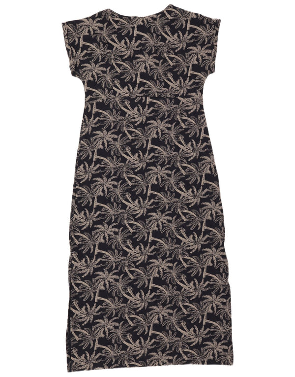 WEIRD FISH Abito lungo da donna con motivo astratto UK 14 Grande cotone blu navy