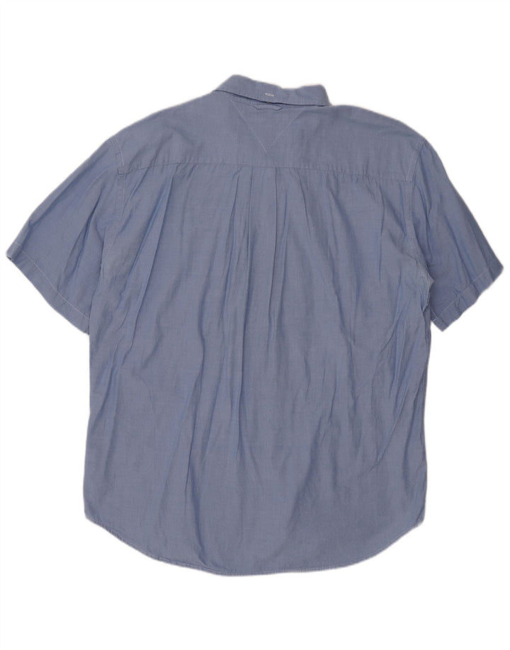 TOMMY HILFIGER Camicia a maniche corte da uomo XL in cotone blu