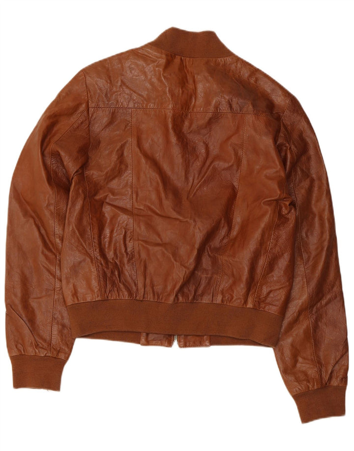 Giacca bomber in pelle da donna vintage IT 46 Large Marrone