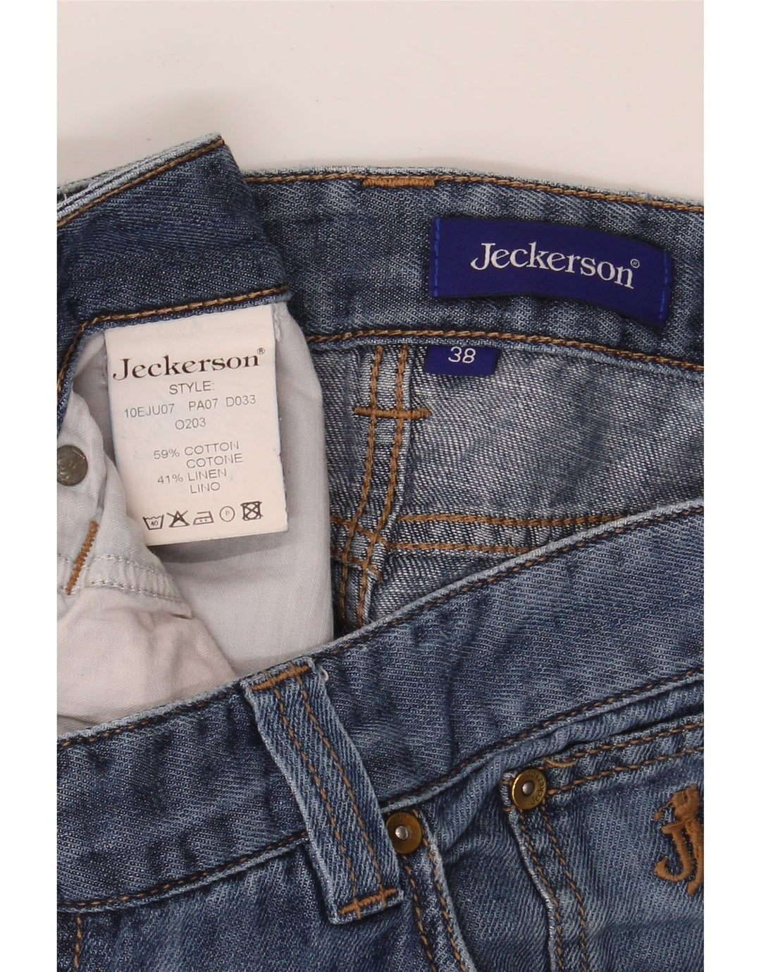 JECKERSON Mens Straight Jeans W38 L30 Blue Cotton Vintage Jeckerson and Second-Hand Jeckerson from Messina Hembry 