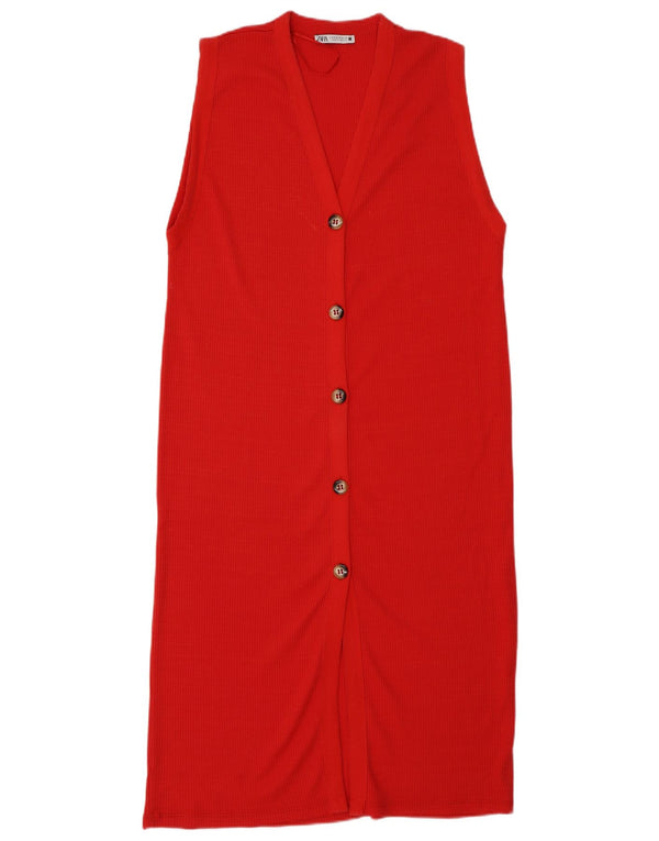 Vestito lungo senza maniche da donna Zara UK 14 rosso medio