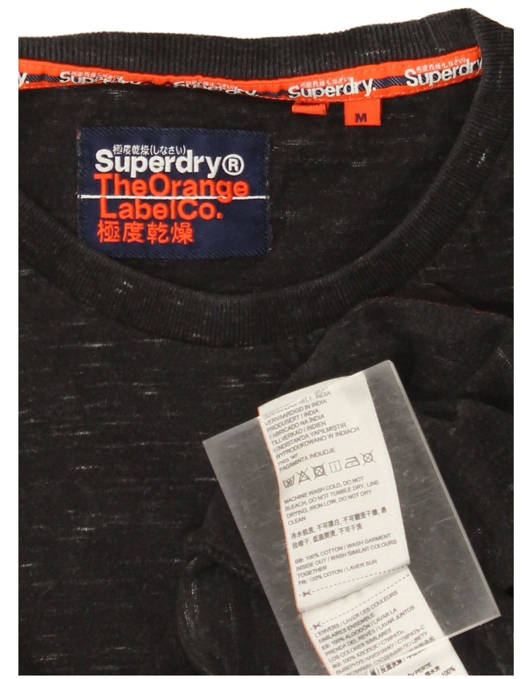 T-shirt da uomo SUPERDRY Top in cotone chiazzato nero medio
