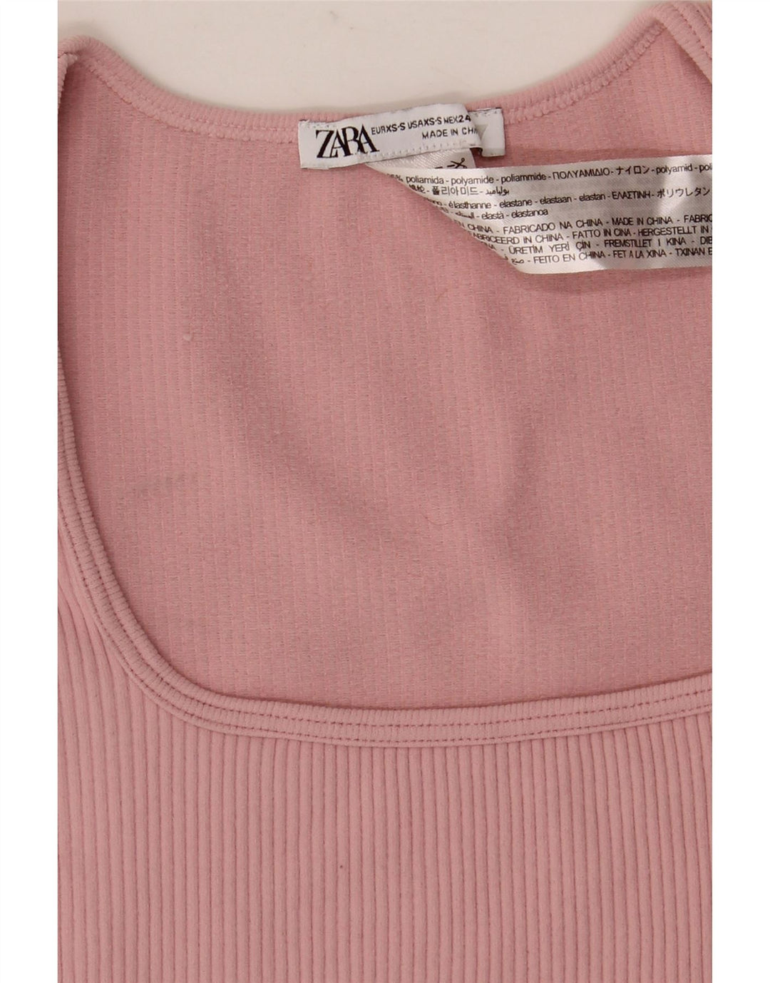 Top corto da donna Zara a maniche lunghe UK 4 XS rosa poliammide