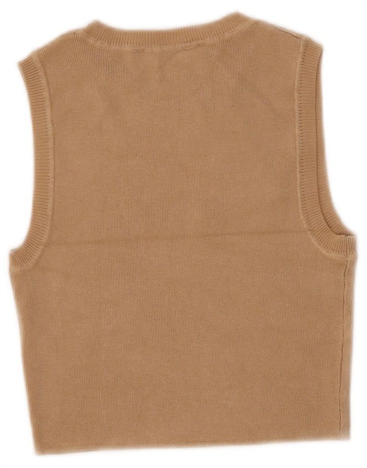 Canotta corta da donna Zara UK 12 Viscosa beige medio