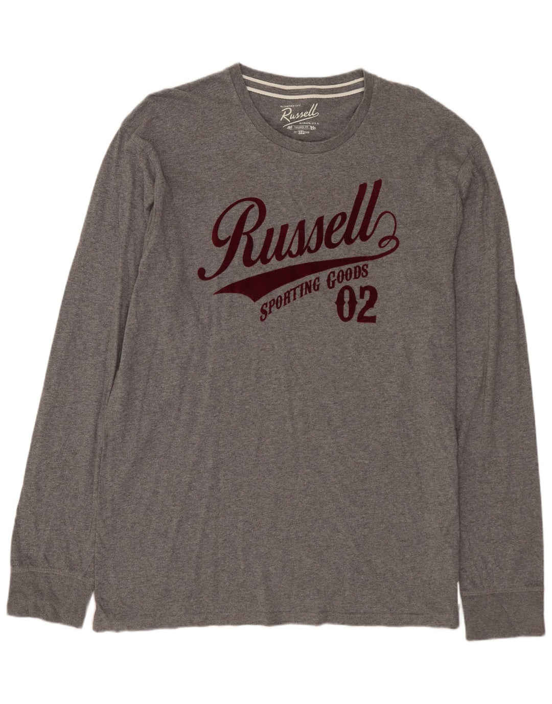 RUSSELL ATHLETIC Top grafico da uomo su misura manica lunga 3XL cotone grigio