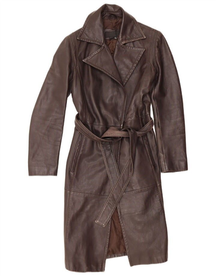 Cappotto in pelle da donna Zara UK 10 piccolo in pelle marrone