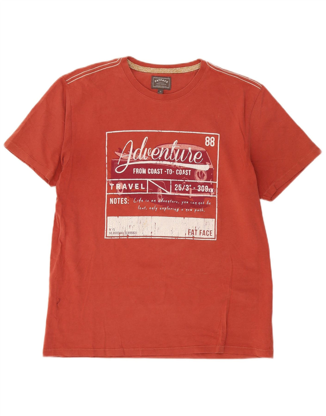 T-shirt grafica da uomo Fat Face Top in cotone rosso medio