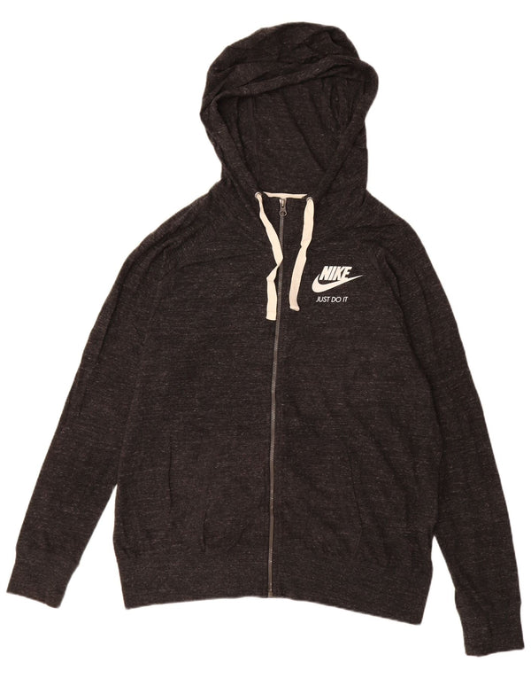 Felpa con cappuccio e zip da donna Nike UK 18 XL cotone chiazzato grigio