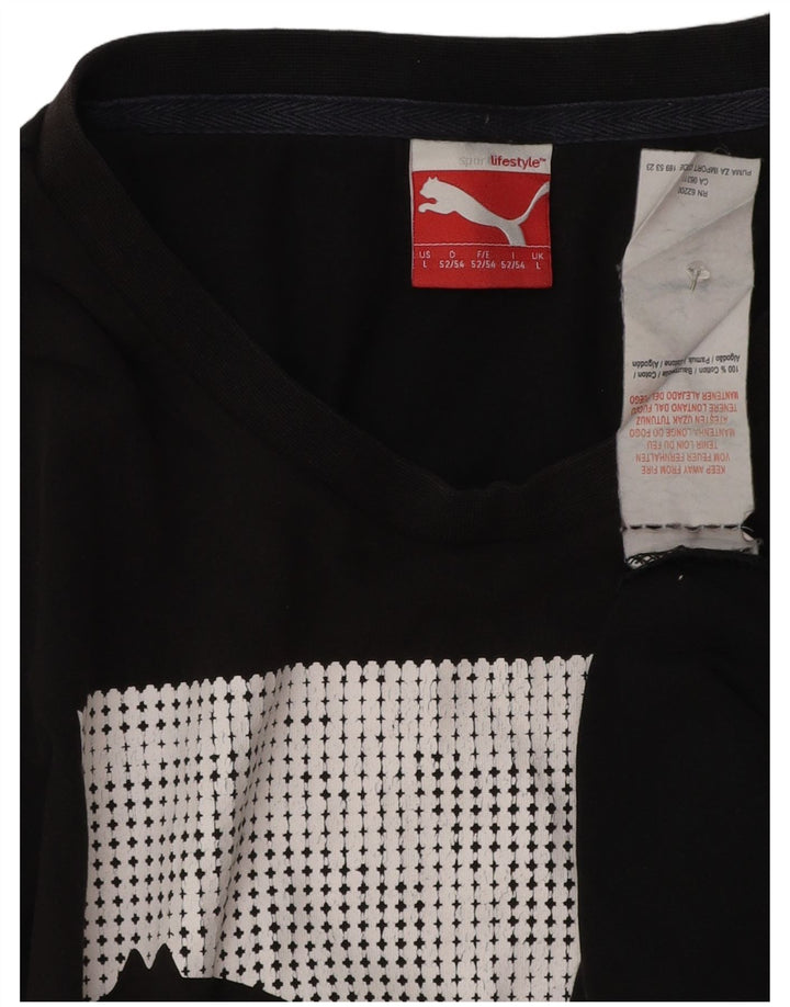 T-shirt grafica da uomo Puma Top grande in cotone nero