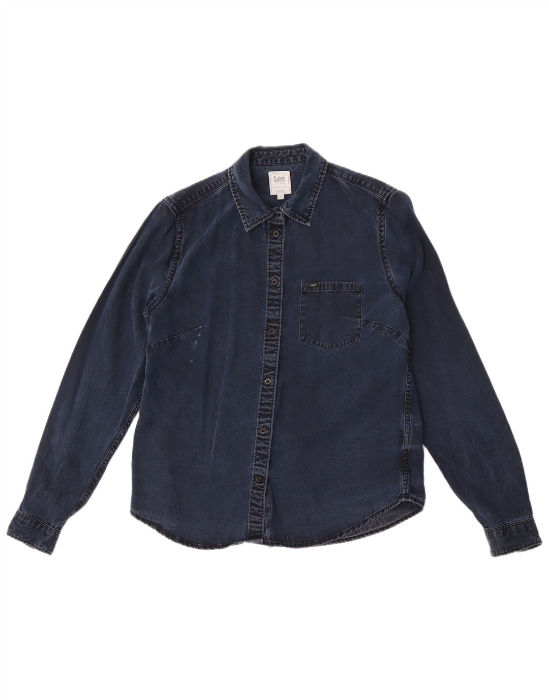 Camicia in denim Lee da donna vestibilità regolare UK 10 Small Lyocell blu navy