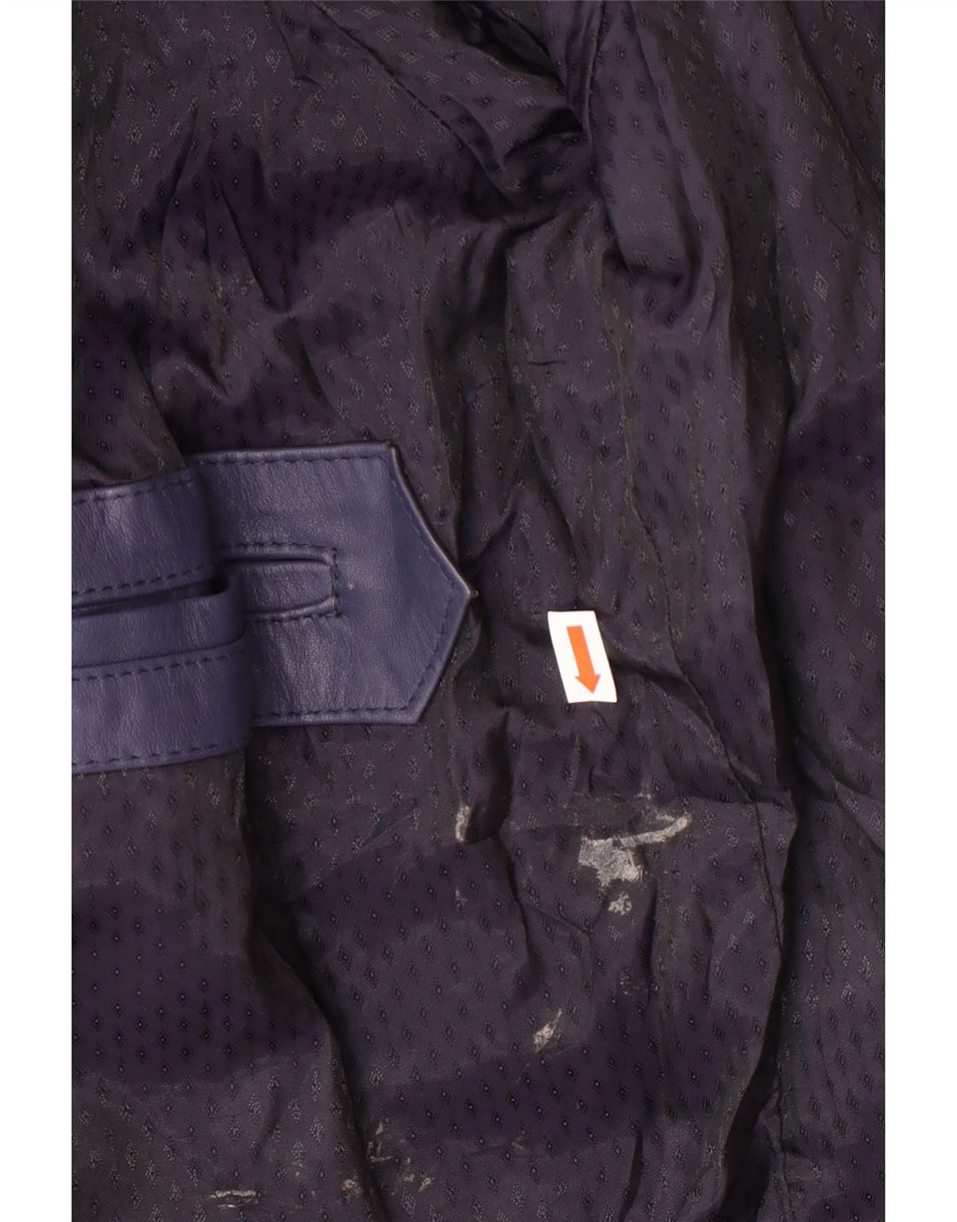 Giacca in pelle bomber da donna vintage UK 14 medio blu navy