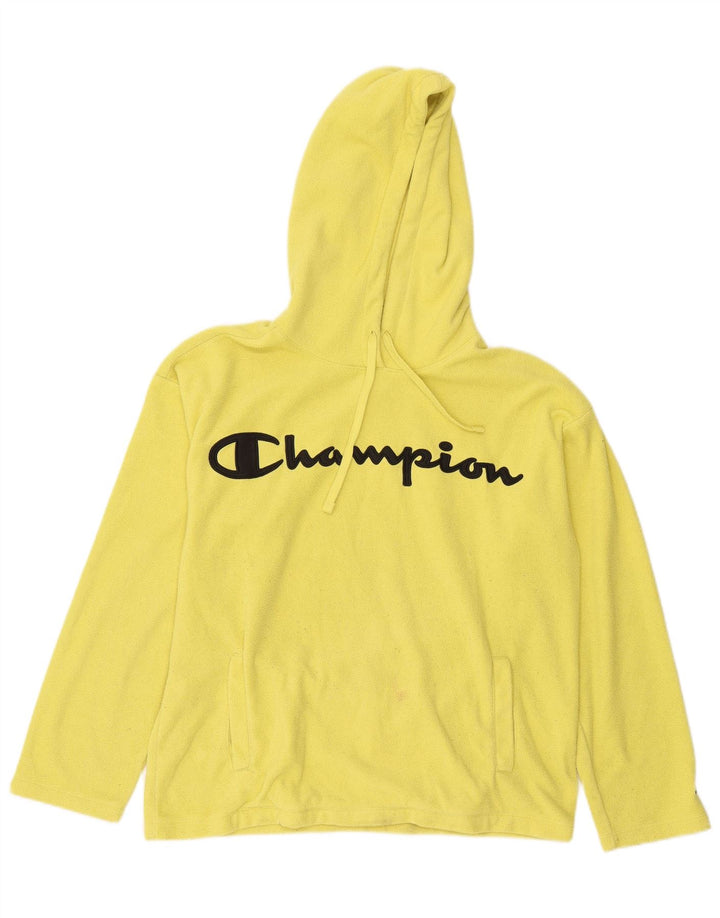 Maglione in pile con cappuccio grafico da uomo Champion grande poliestere giallo