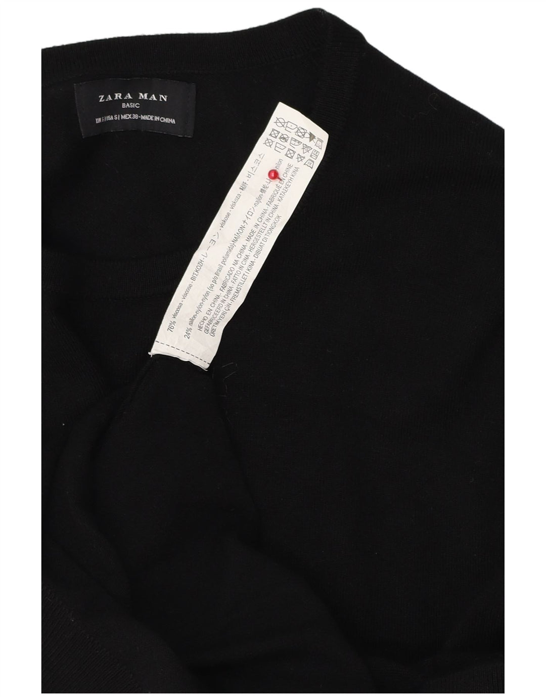 Maglione ZARA Uomo Girocollo Piccolo Nero in Viscosa