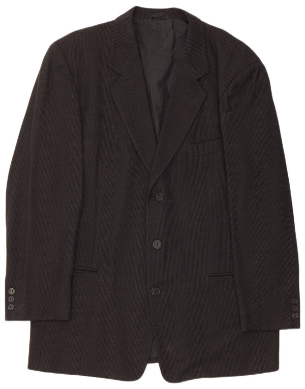 Giorgio Armani Mens 3 Button Blazer Jacket IT 54 XL Black Pinstripe