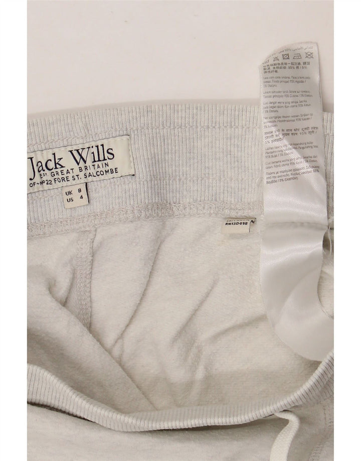 JACK WILLS Pantaloni da tuta con grafica da donna Joggers UK 8 Small Grigio