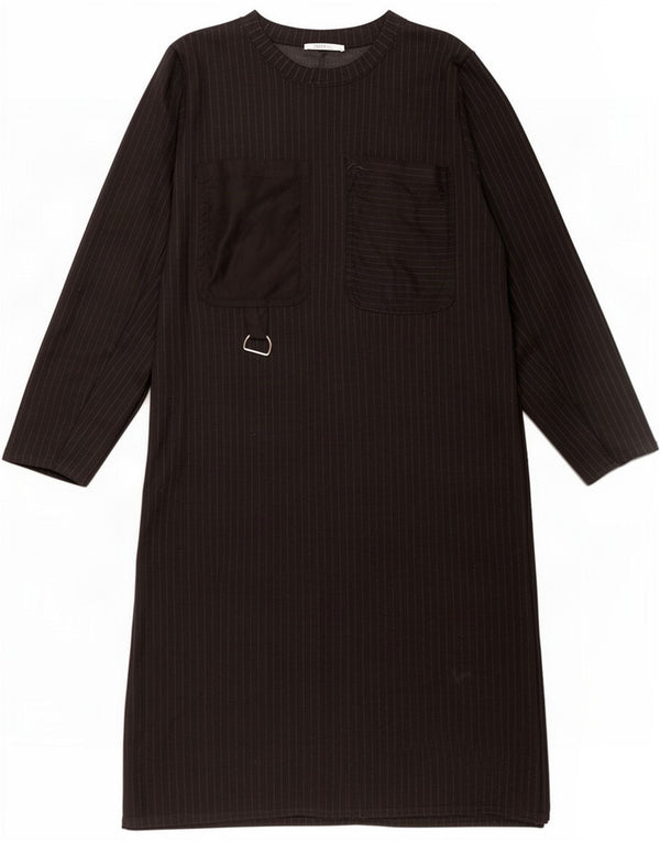 Zara Womens Long Sleeve Shift Dress UK 16 Large Black Pinstripe