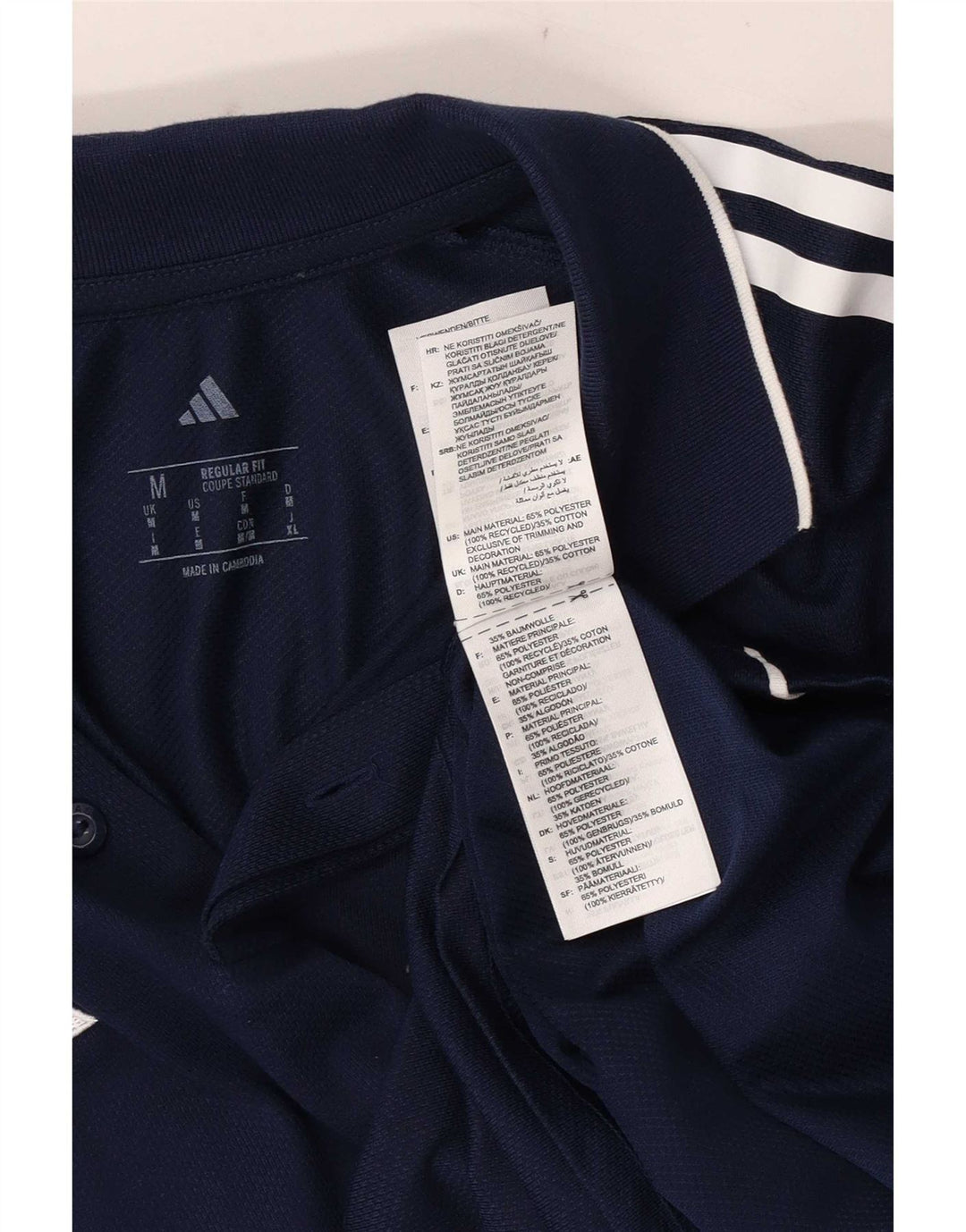 Polo Adidas da uomo dalla vestibilità regolare, in poliestere color block medio blu navy
