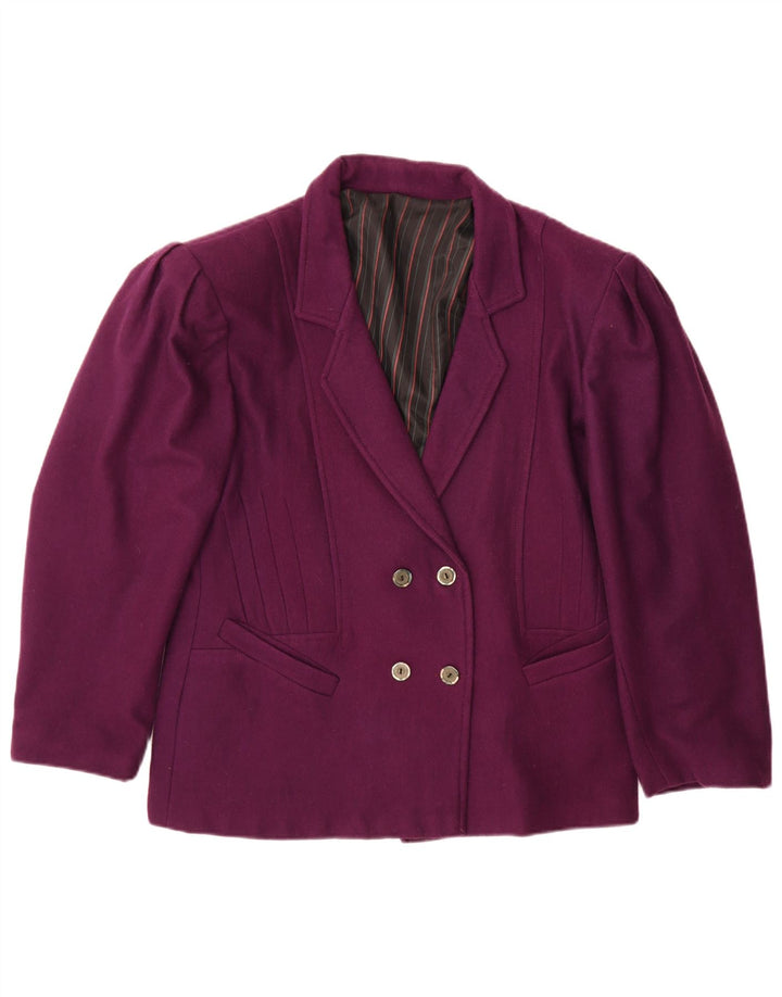 Giacca blazer doppiopetto vintage da donna UK 14 viola medio