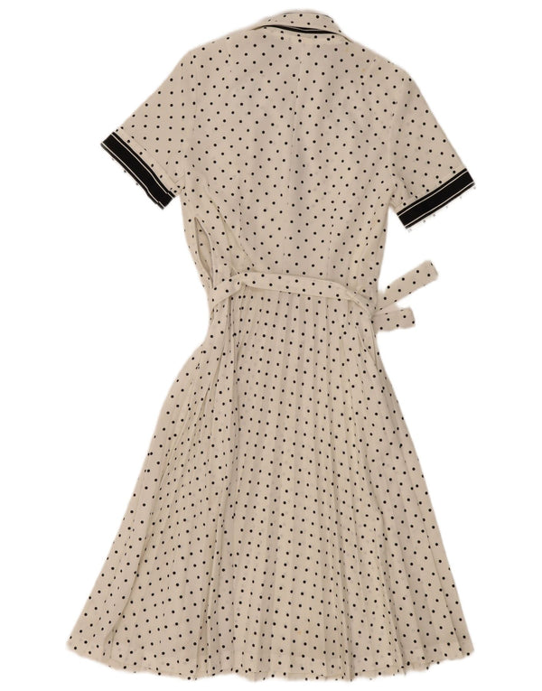 Abito lungo da donna Diolen UK 12 poliestere a pois bianco medio