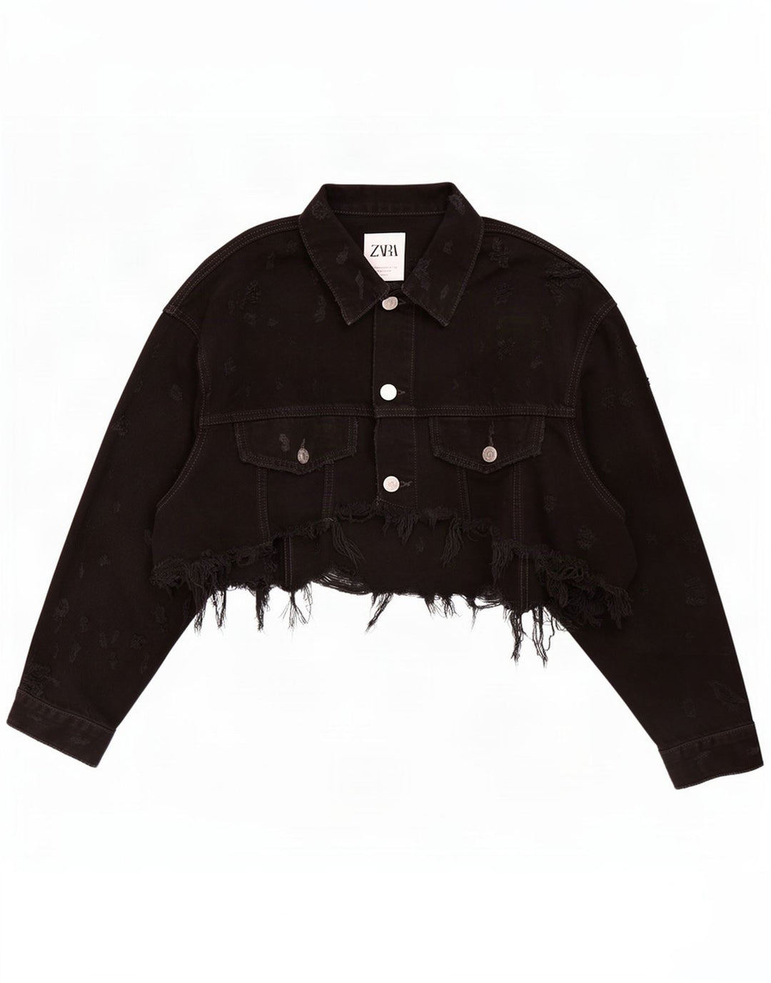 Giacca corta in denim da donna Zara UK 12 media nera