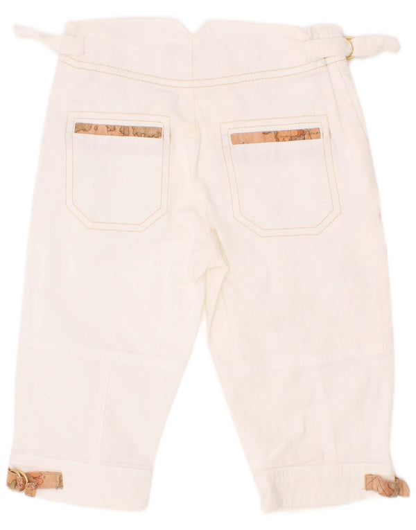 ALVIERO MARTINI Pantaloni Cargo Capri Bambina 3-4 Anni W20 L10 Cotone Bianco