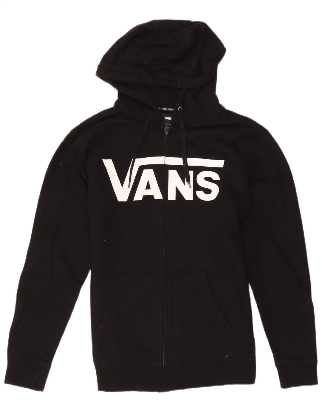Felpa con cappuccio e zip grafica da uomo di Vans in cotone nero medio